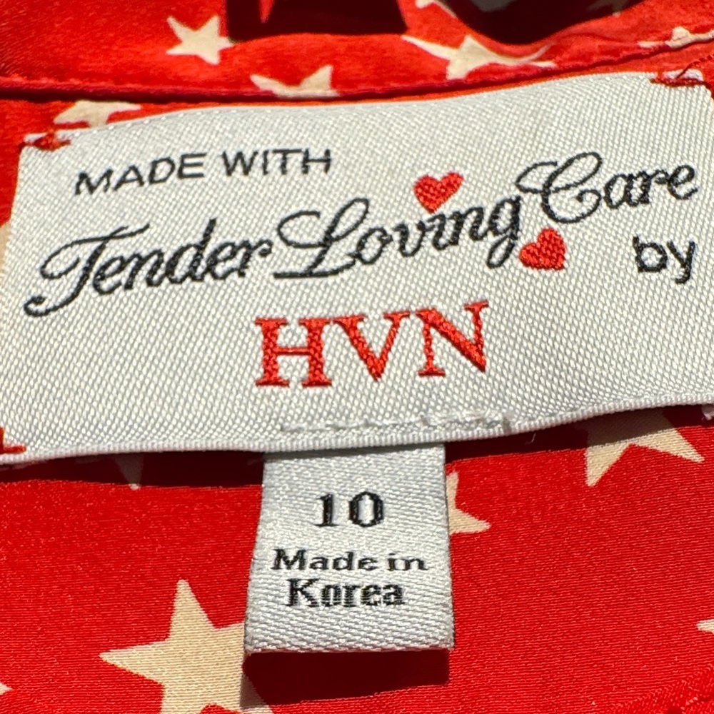 HVN Red Star Pattern Midi Dress - Picture 4 of 5